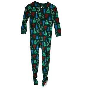 Carter's One-Piece Full Zip Christmas Tree Fleece Footed Pajamas. Unisex Size 8